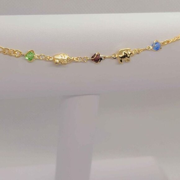 Brand New Brazilian 18k Gold Filled 2 Elephants w/ beaded colors anklet - Picture 2 of 3